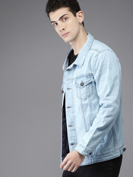 Men Solid Denim Jacket – Classic Outerwear for Pakistani Street Style | PARINDA