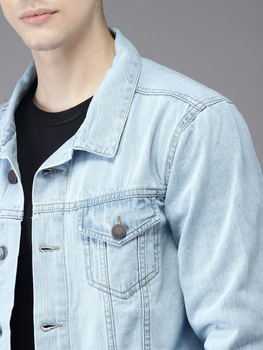 Men Solid Denim Jacket – Classic Outerwear for Pakistani Street Style | PARINDA