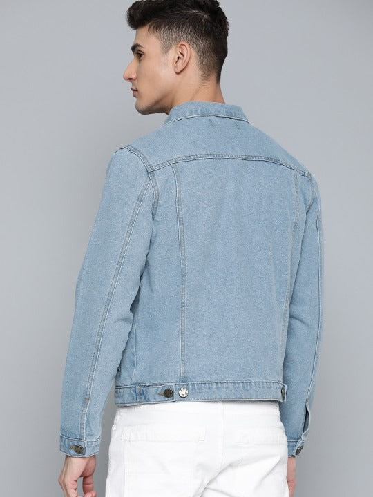 Men Blue Cotton Denim Jacket – Breathable, Stylish Outerwear for All Pakistani Seasons | PARINDA