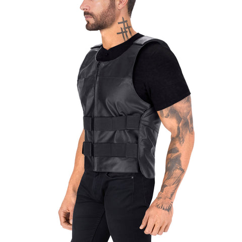 PRINDA Revolver Genuine Leather Motorcycle Vest for Men