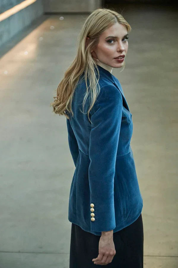 PRINDA Petroleum Velvet Blazer Pierre