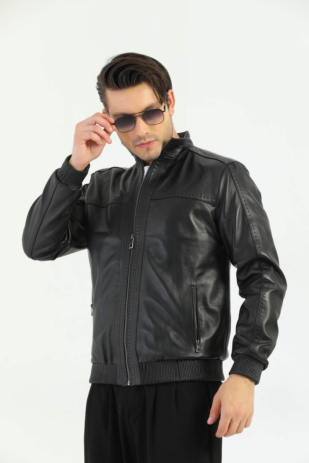 PRINDA Roslin Black Leather Jacket For Men's