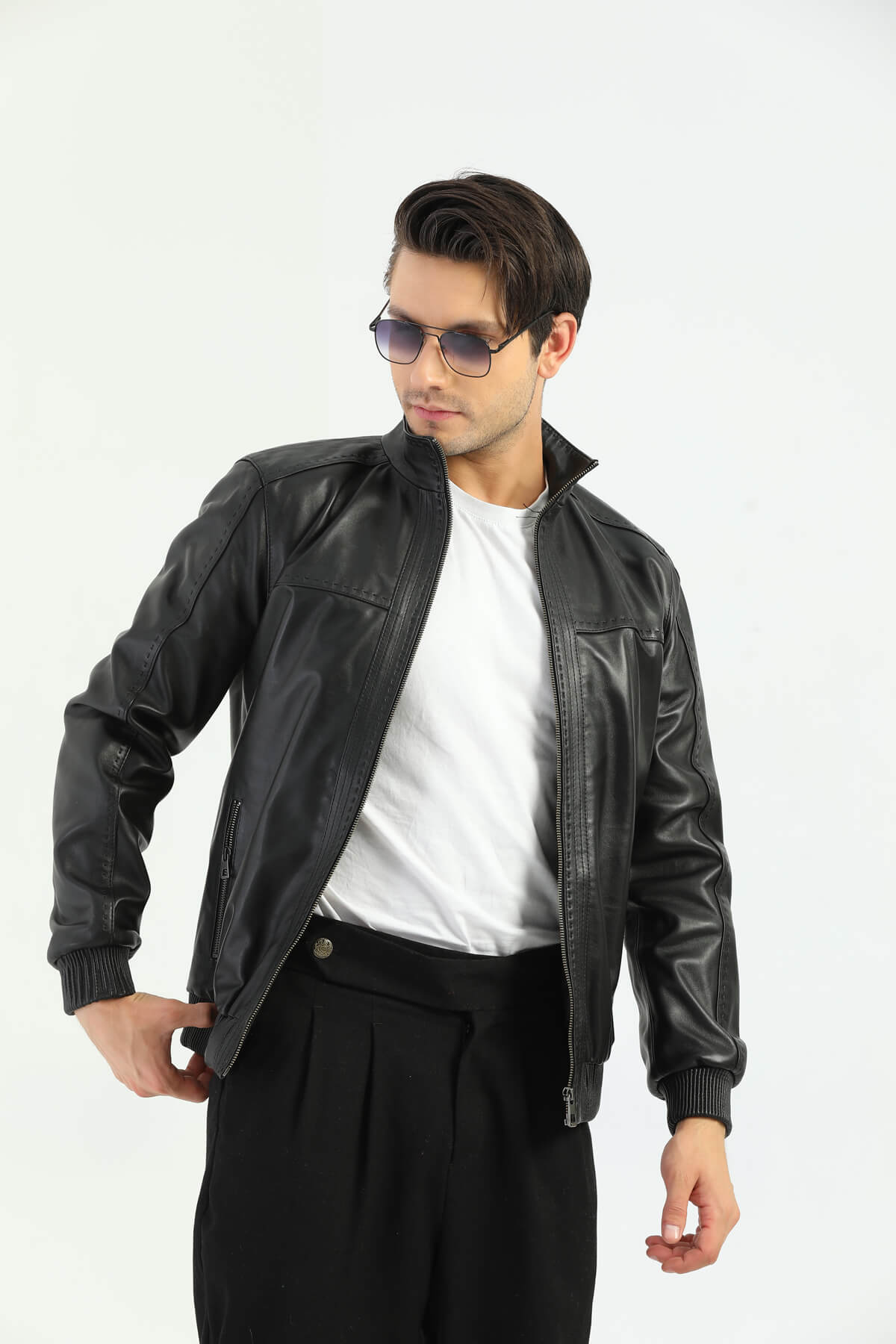 PRINDA Roslin Black Leather Jacket For Men's