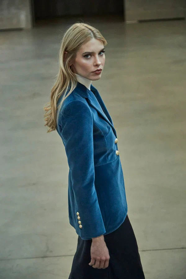 PRINDA Petroleum Velvet Blazer Pierre