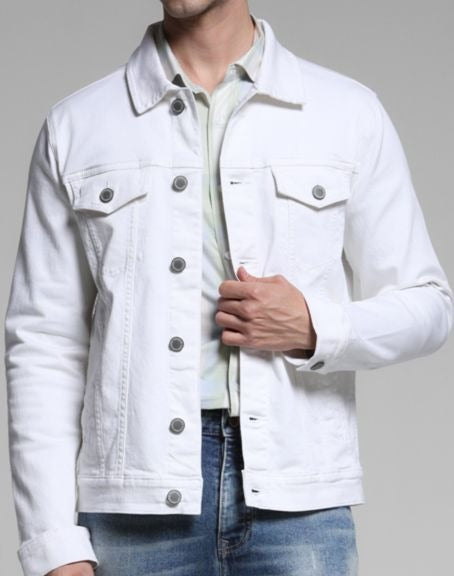 Men Spread Collar Solid Cotton Casual Denim Jacket by PARINDA – Breathable Style for Pakistani Weather