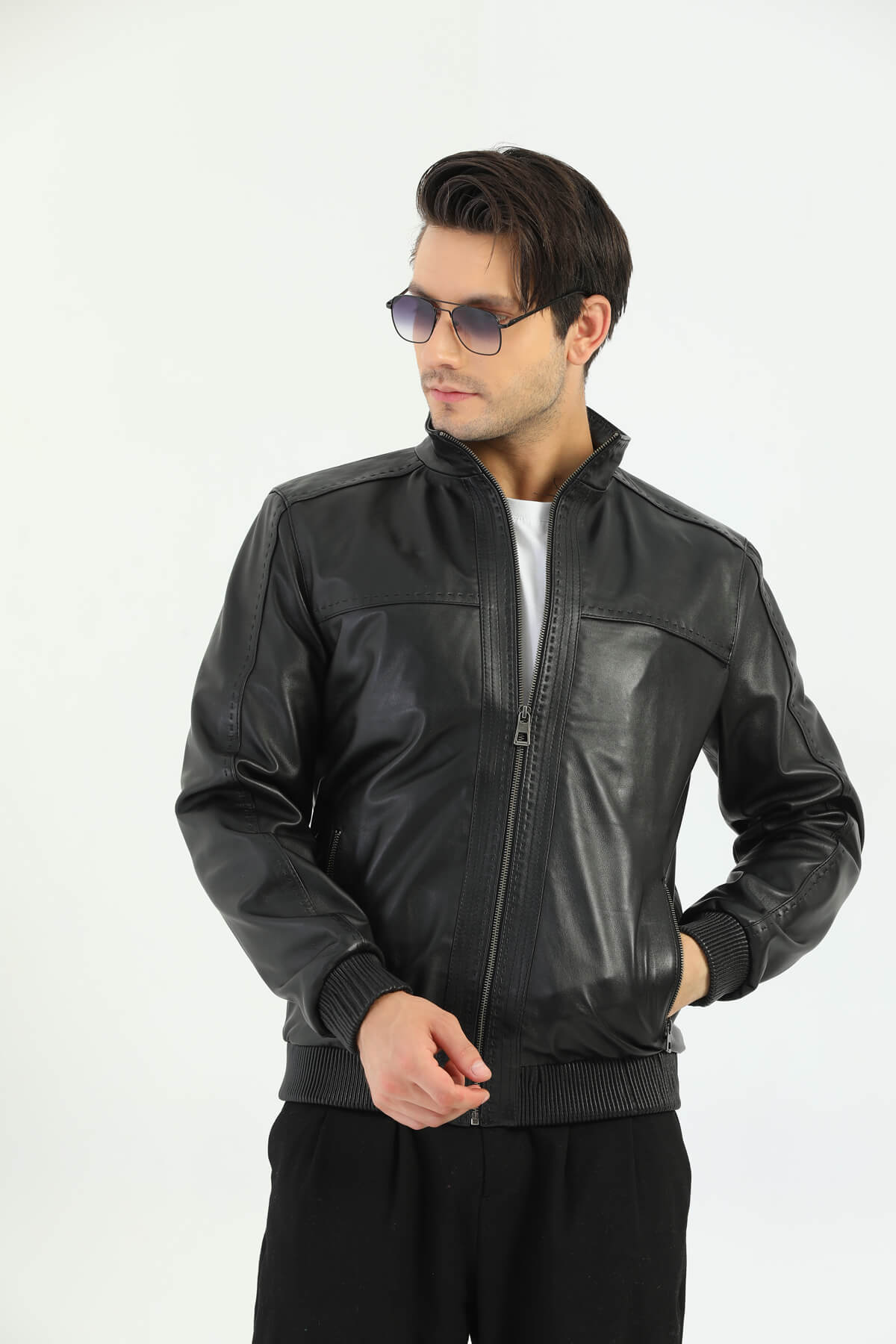 PRINDA Roslin Black Leather Jacket For Men's
