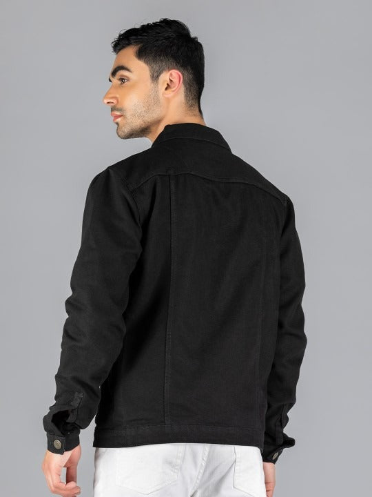 Men Black Lightweight Outdoor Denim Jacket – Stylish, All-Season Outerwear for Pakistan | PARINDA
