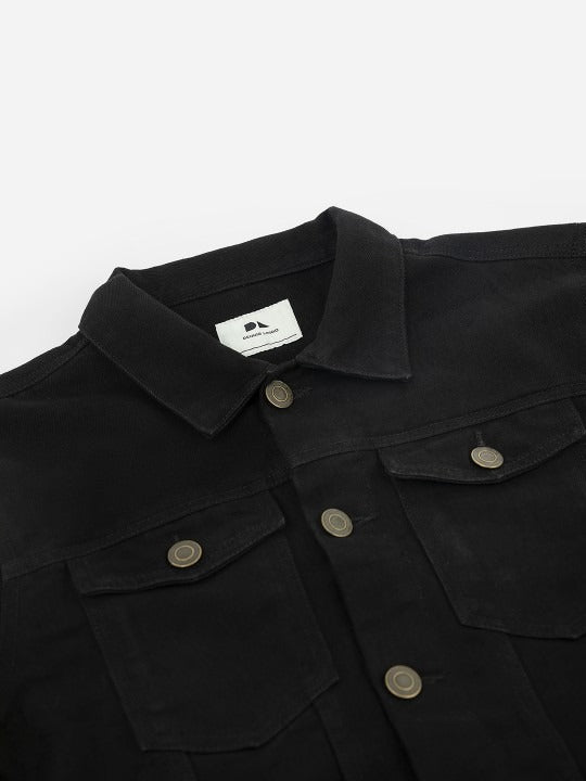 Men Black Lightweight Outdoor Denim Jacket – Stylish, All-Season Outerwear for Pakistan | PARINDA