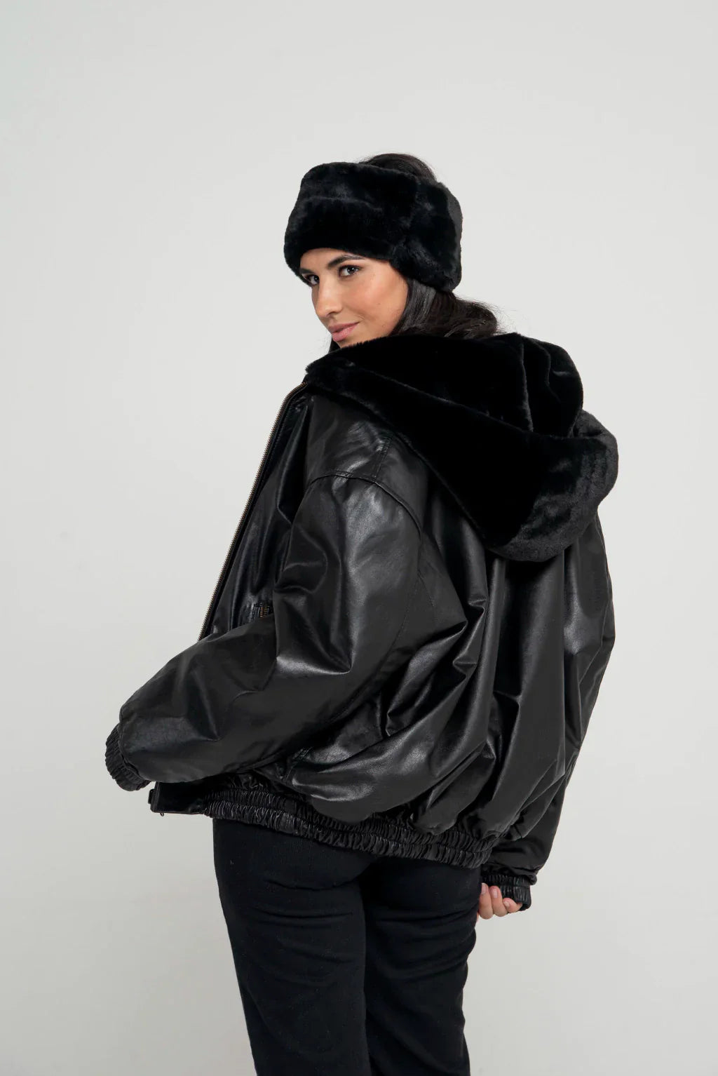 PRINDA Black Reversible Women Leather Jacket