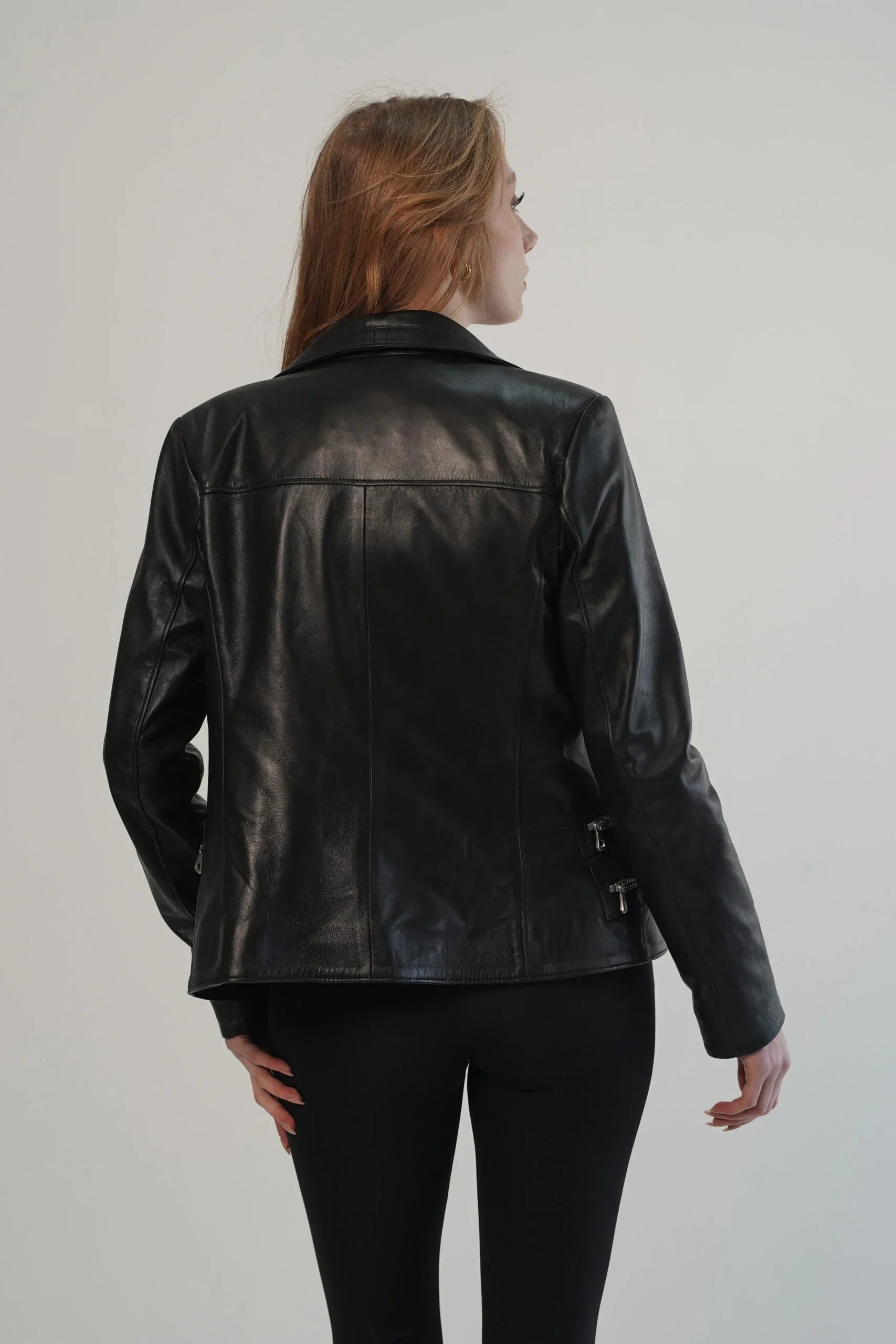 Rina Black Biker Leather Jacket For Women