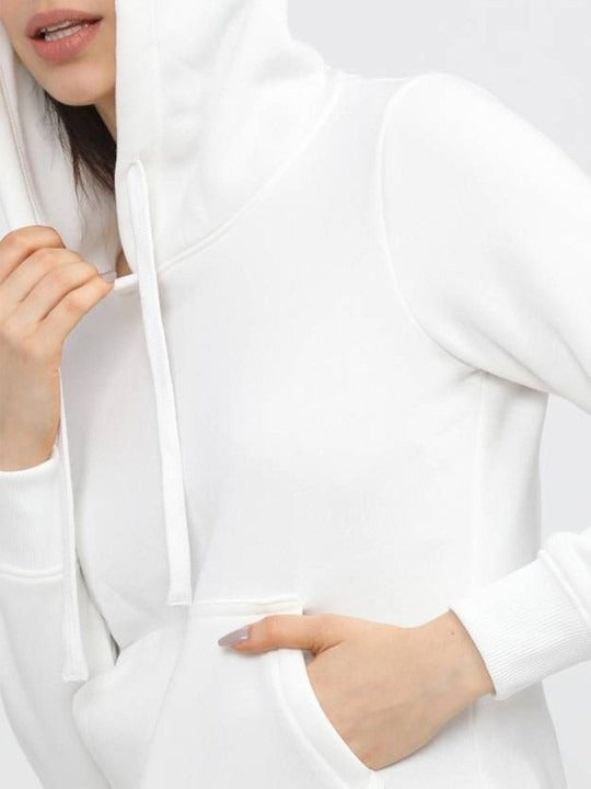 Women Hooded White Hoodie — Classic White Cotton Pullover with Kangaroo Pocket | PRINDA Pakistan
