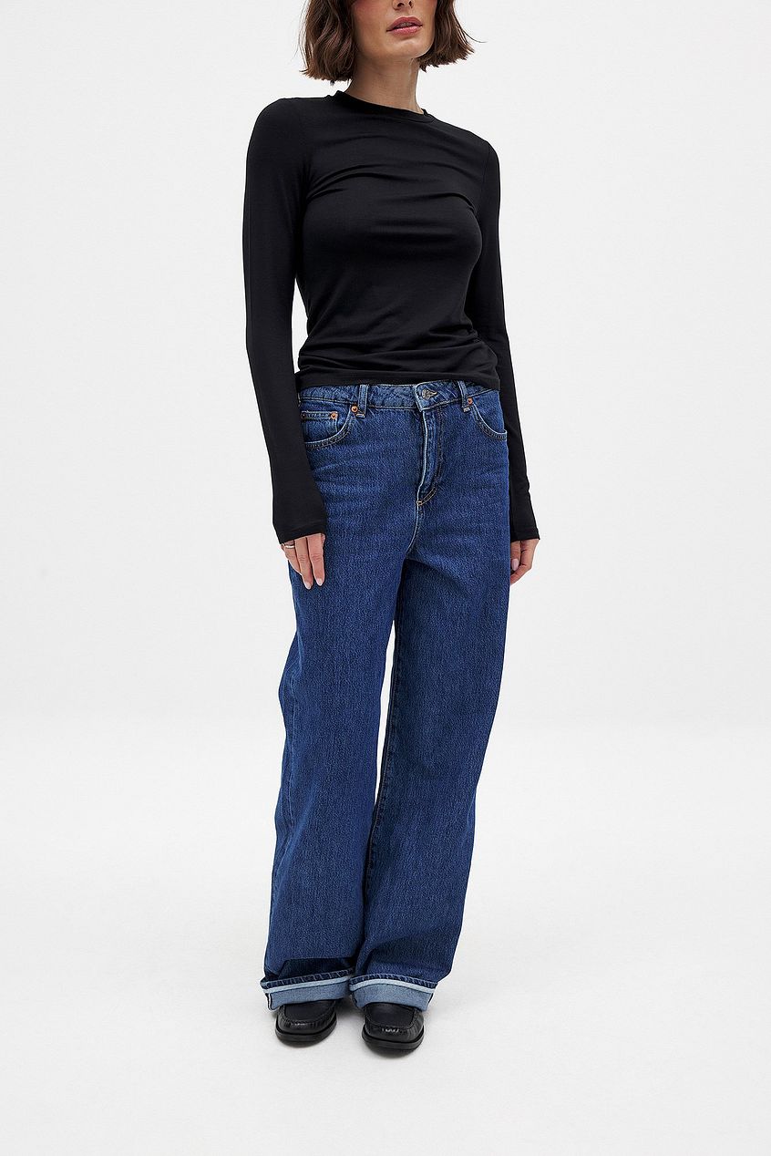 Women Fold Up Loose Denim – Relaxed Fit Cuffed Jeans for Pakistani Women | PRINDA