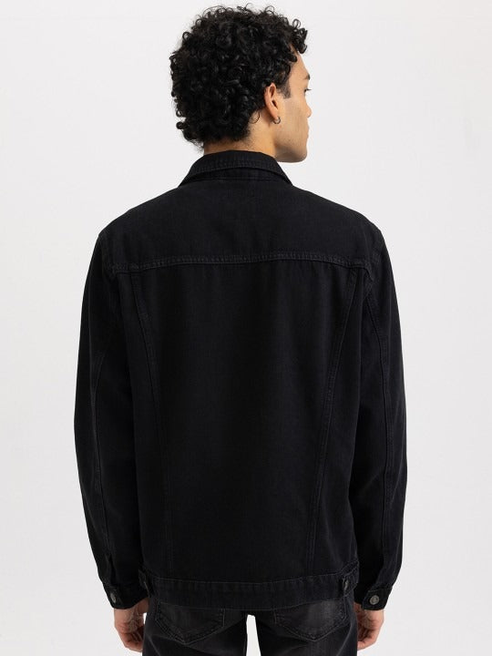 Spread Collar Pure Cotton Denim Jacket – All-Season Men’s Outerwear for Pakistan | PARINDA