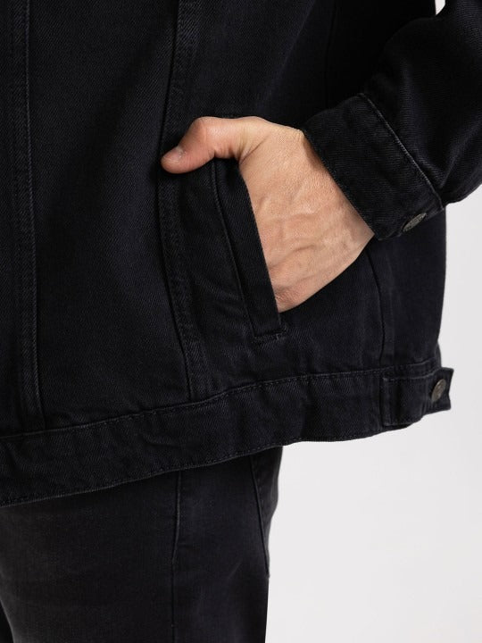 Spread Collar Pure Cotton Denim Jacket – All-Season Men’s Outerwear for Pakistan | PARINDA