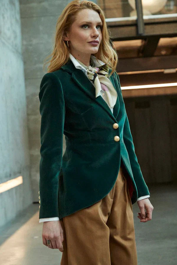 PRINDA Green Velvet Women Blazer Pierre