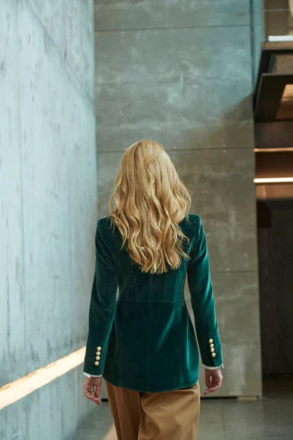 PRINDA Green Velvet Women Blazer Pierre