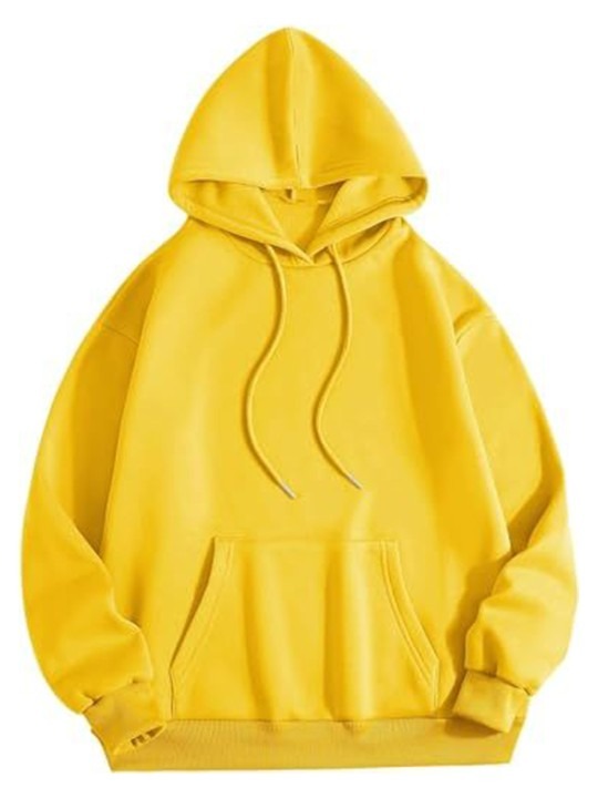 Women Yellow Hooded Hoodie — Bright Yellow Cotton Pullover with Kangaroo Pocket | PRINDA Pakistan