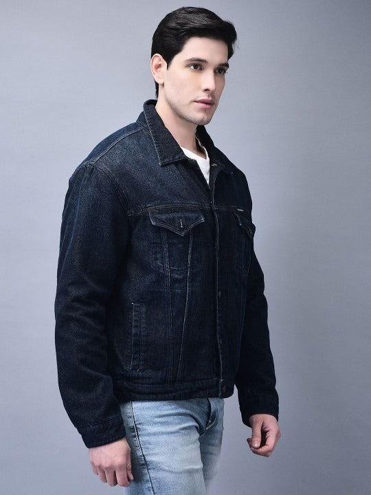 Men Spread Collar Solid Cotton Casual Denim Jacket – Breathable Outerwear for Pakistan | PARINDA
