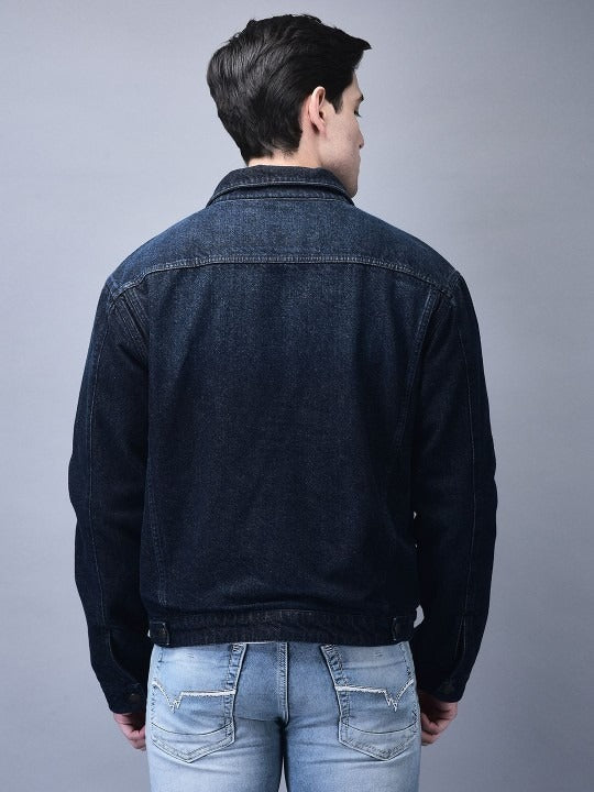 Men Spread Collar Solid Cotton Casual Denim Jacket – Breathable Outerwear for Pakistan | PARINDA
