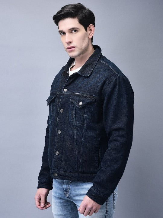 Men Spread Collar Solid Cotton Casual Denim Jacket – Breathable Outerwear for Pakistan | PARINDA