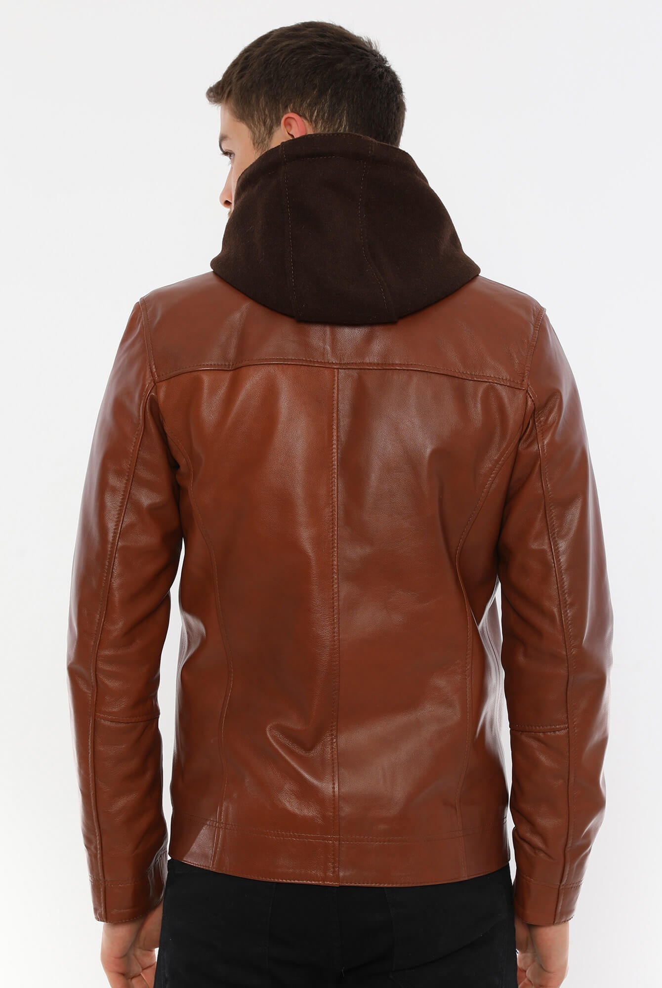 PRINDA Luca Tan Hooded Leather Jacket