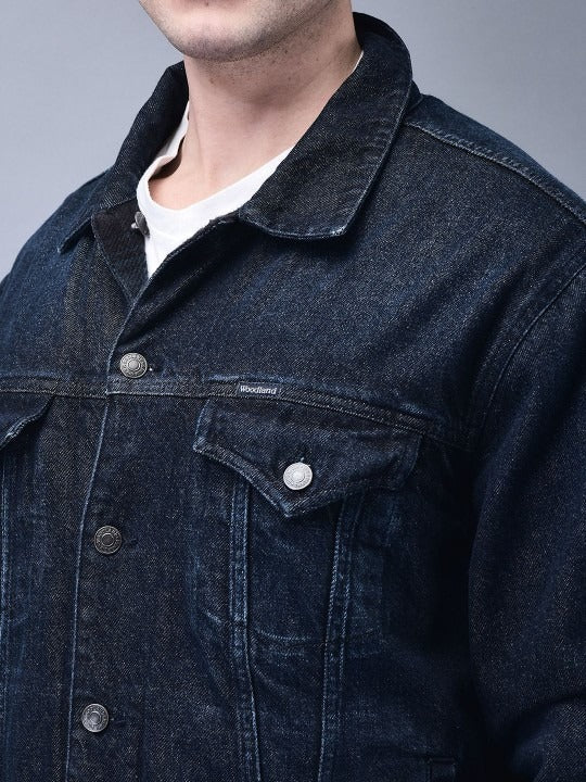 Men Spread Collar Solid Cotton Casual Denim Jacket – Breathable Outerwear for Pakistan | PARINDA