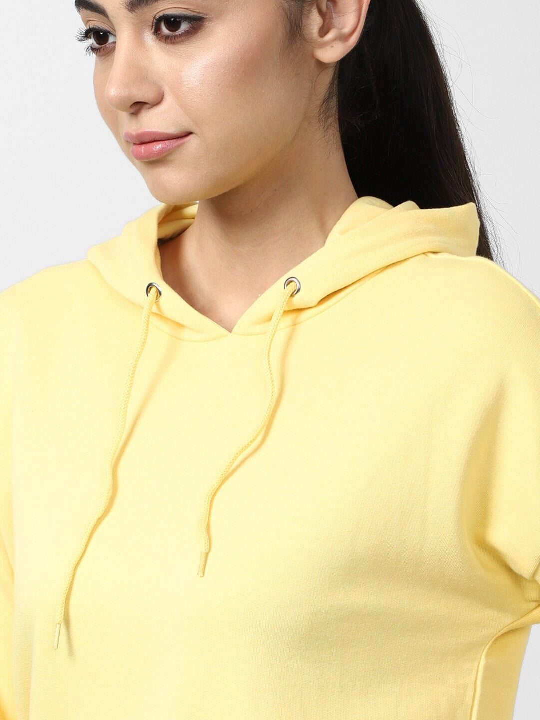 Women Yellow Hooded Hoodie — Bright Cotton Pullover with Kangaroo Pocket | PRINDA Pakistan