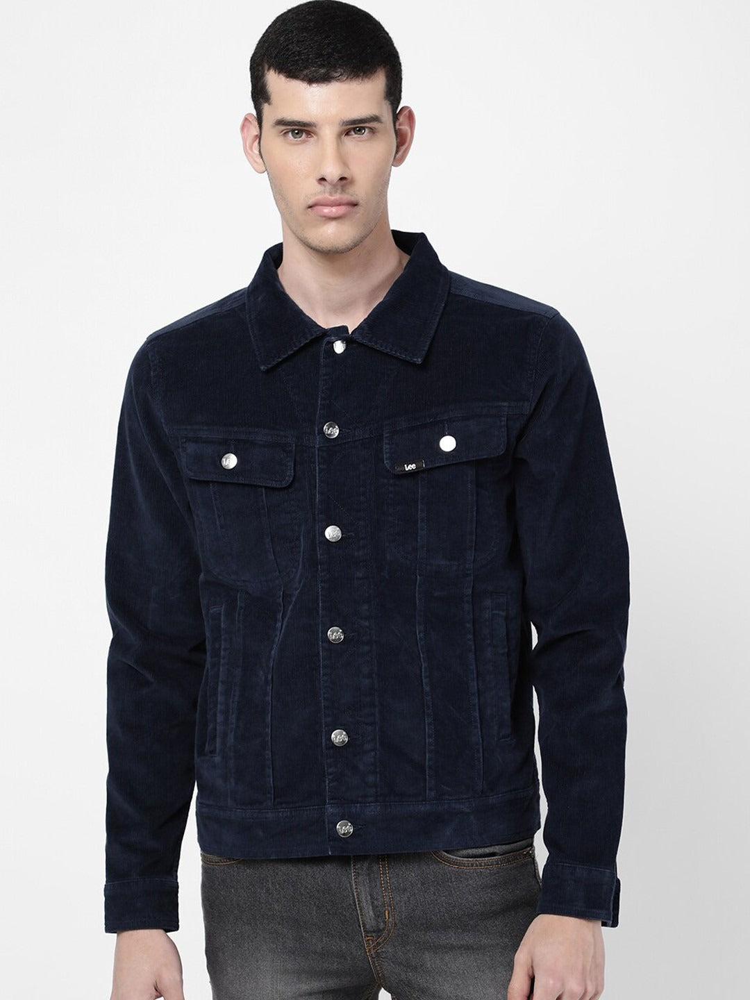 Men Navy Blue Washed Denim Jacket – Stylish Lightweight Outerwear for Pakistani Men | PARINDA
