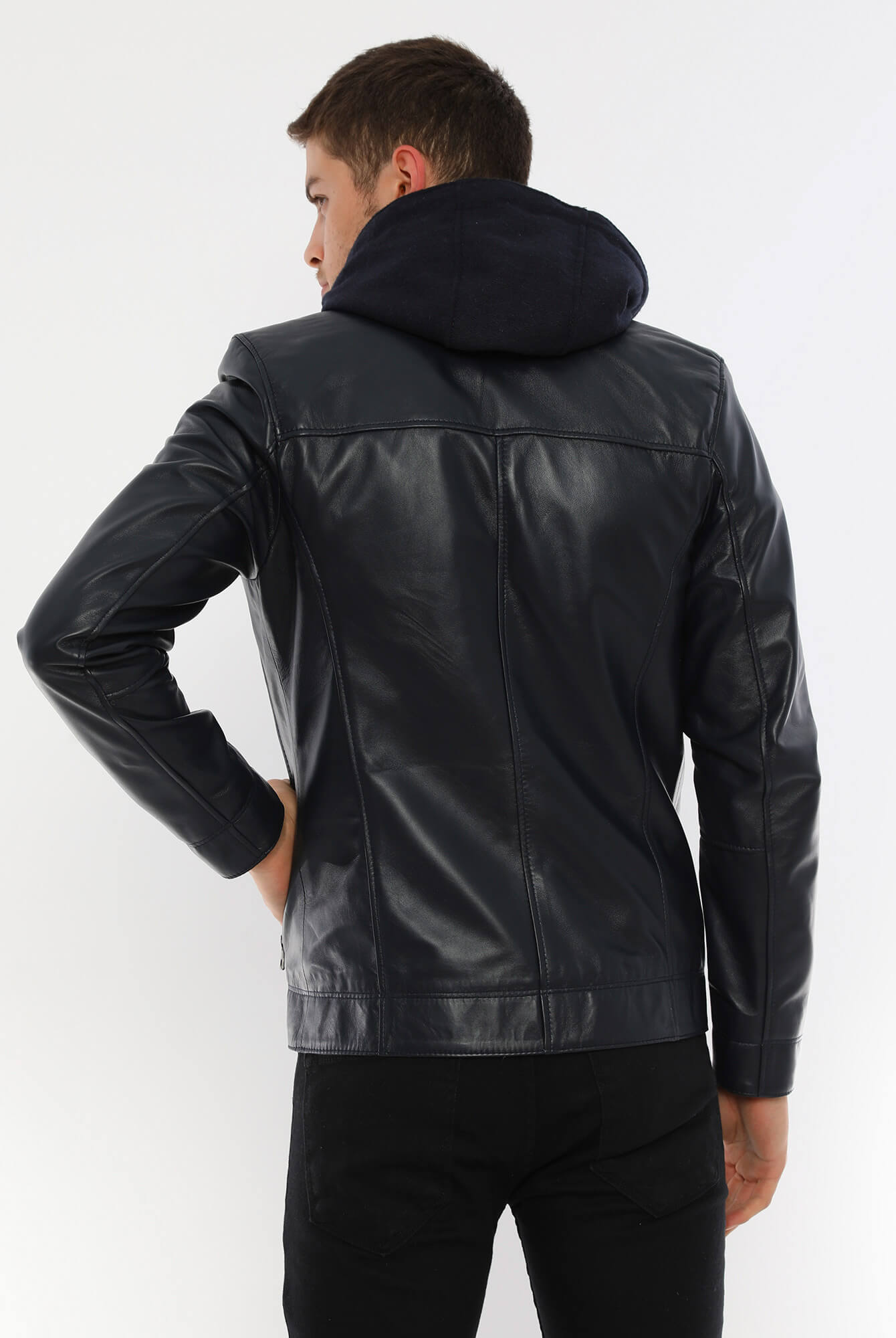 PRINDA Luca Hooded Genuine Leather Jacket