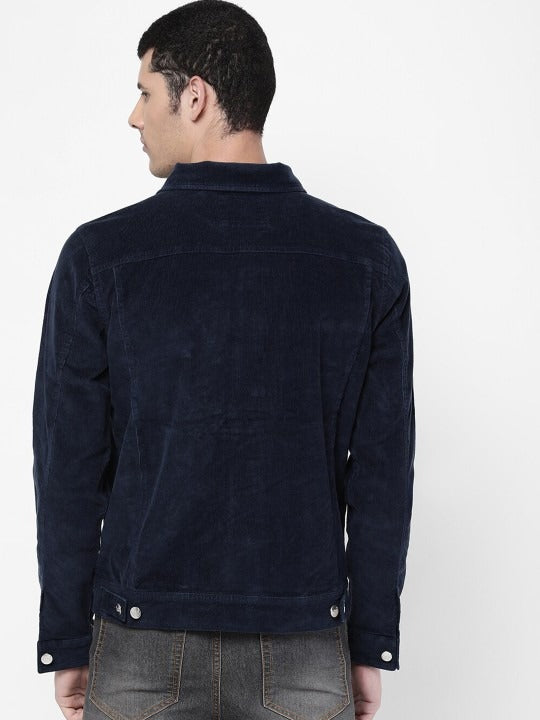 Men Navy Blue Washed Denim Jacket – Stylish Lightweight Outerwear for Pakistani Men | PARINDA