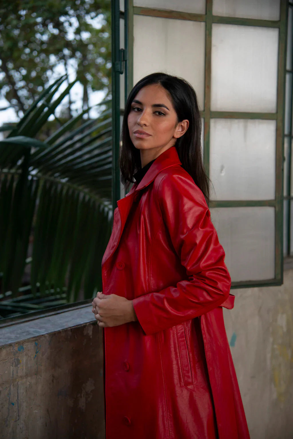 Red Leather Coat For Women