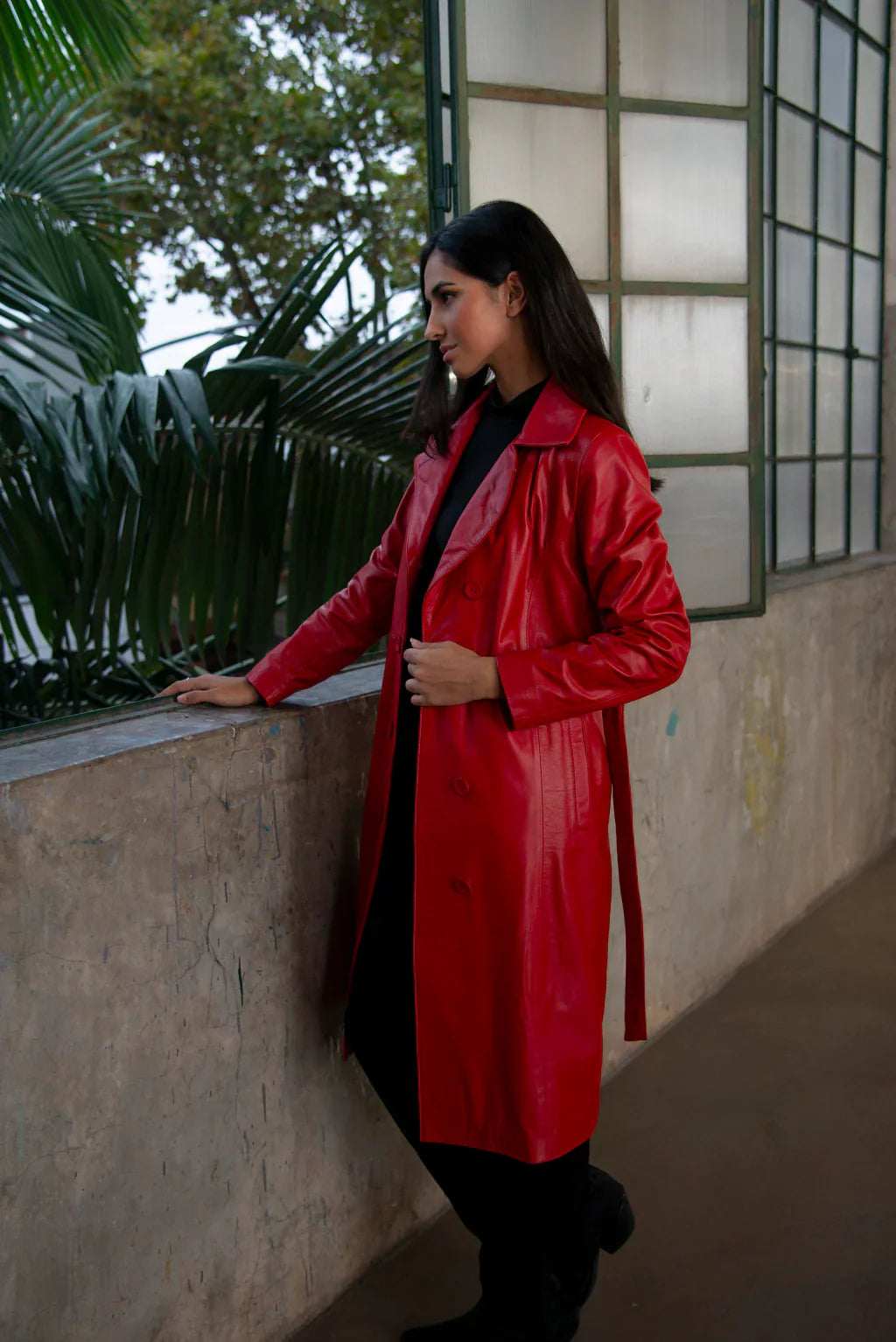 Red Leather Coat For Women