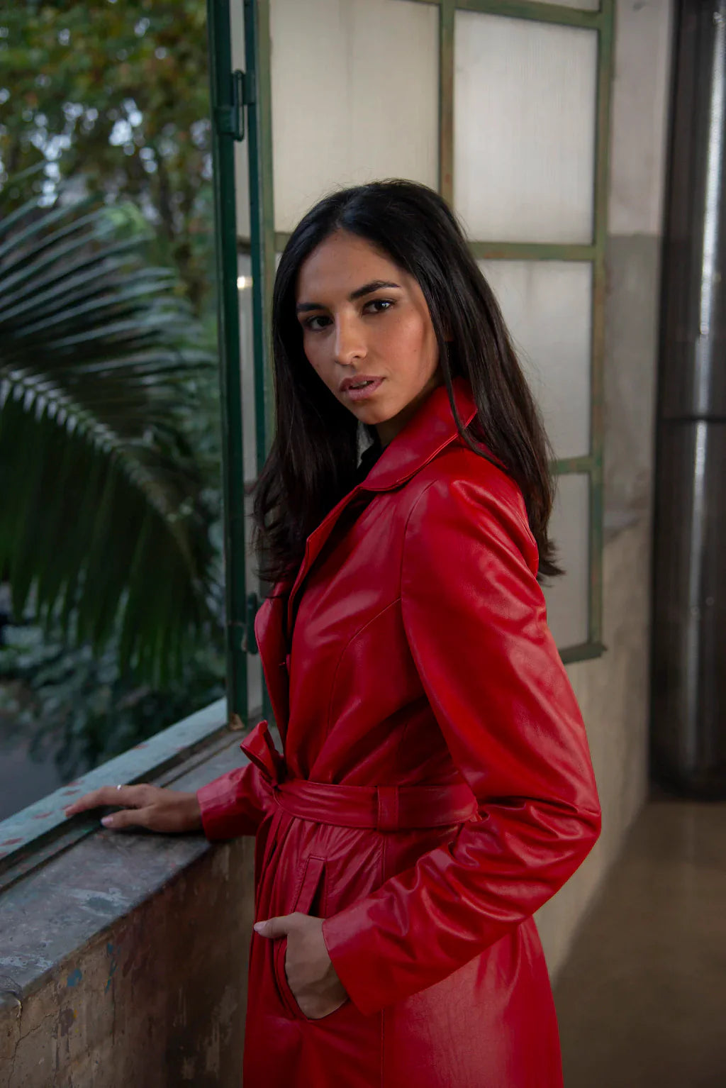 Red Leather Coat For Women