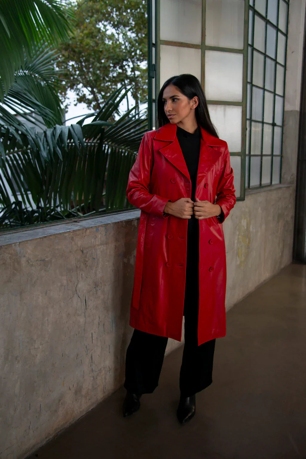 Red Leather Coat For Women