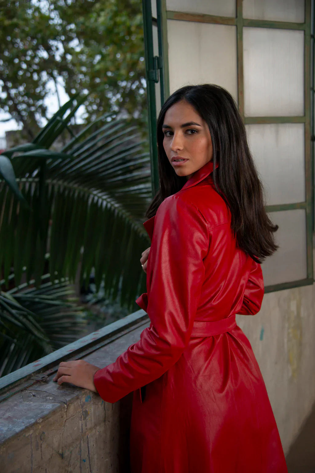 Red Leather Coat For Women