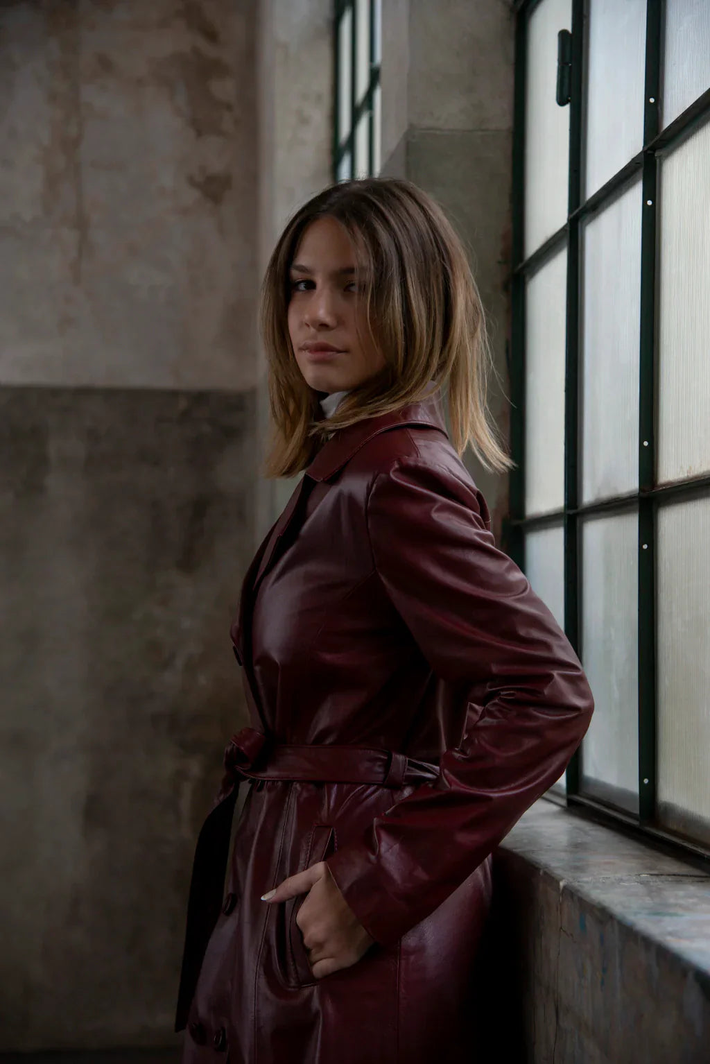 PRINDA Brown Leather Coat For Women's