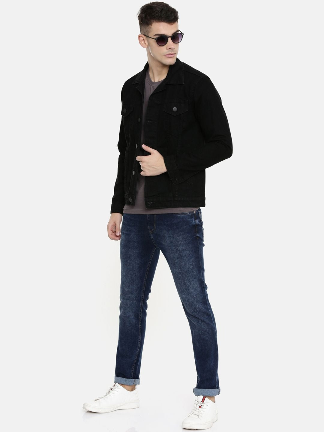 Men Black Solid Denim Jacket – Urban Cotton Outerwear for Pakistani Weather | PARINDA