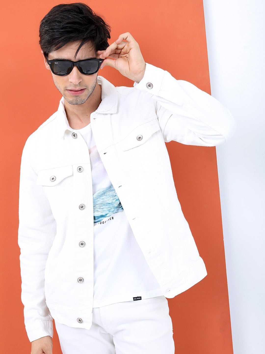 Men White Solid Denim Jacket by PARINDA – Timeless Urban Style for Pakistani Weather