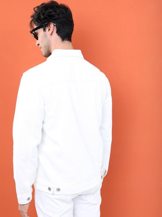 Men White Solid Denim Jacket by PARINDA – Timeless Urban Style for Pakistani Weather