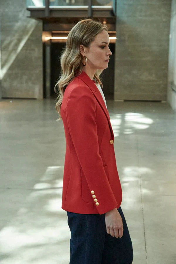 PRINDA Red Women Blazer with Plastron Pockets