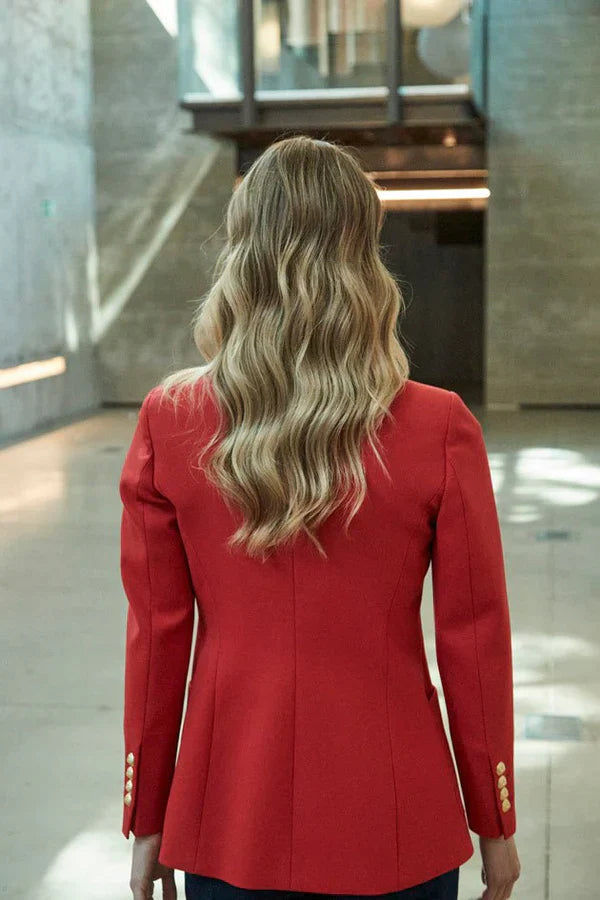 PRINDA Red Women Blazer with Plastron Pockets