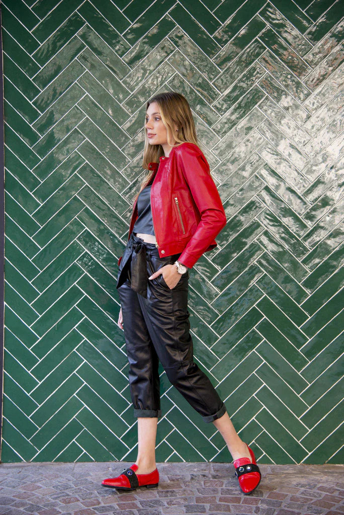 Roadster Red Biker Leather Jacket