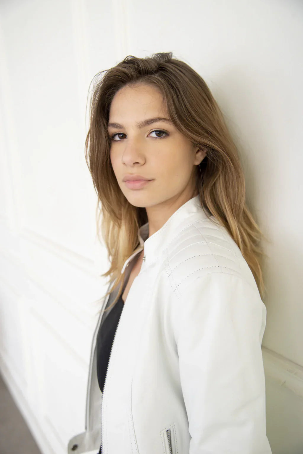 Roadster White Biker Leather Jacket