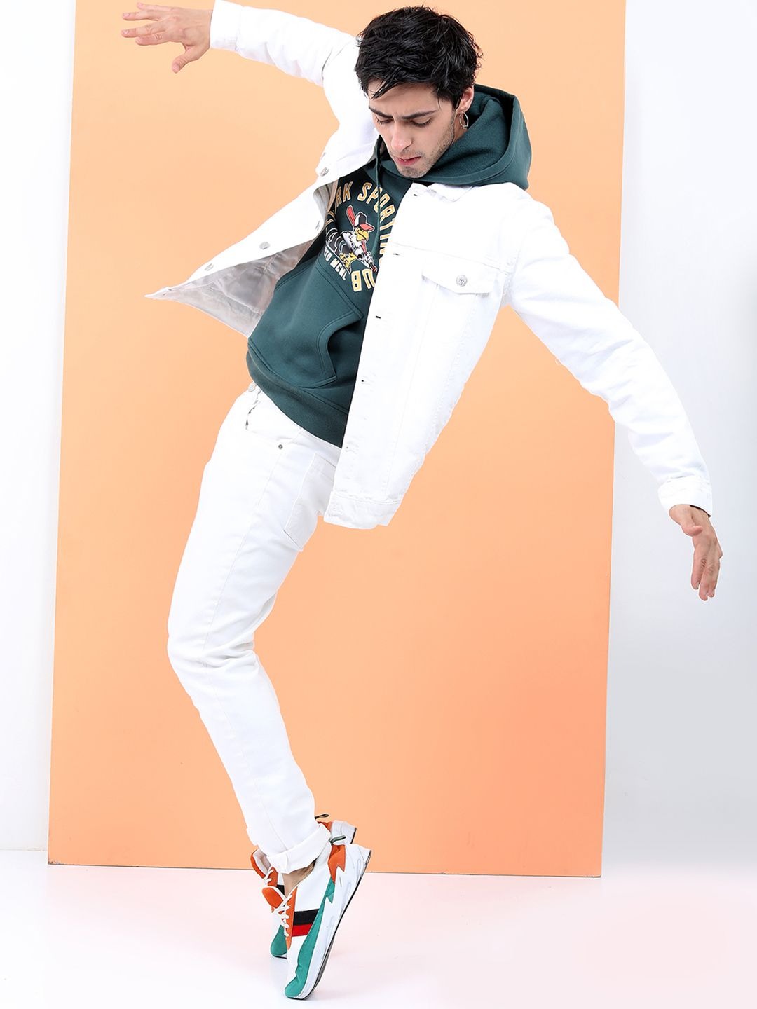 Men White Solid Denim Jacket – Breathable Summer Outerwear for Pakistani Style | PARINDA