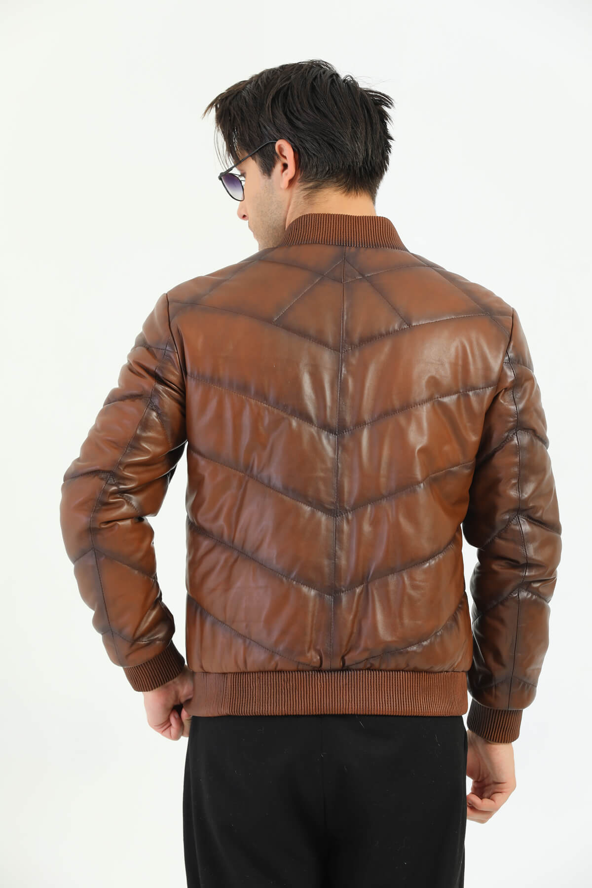 PRINDA Taranto Brown Leather Jacket Men