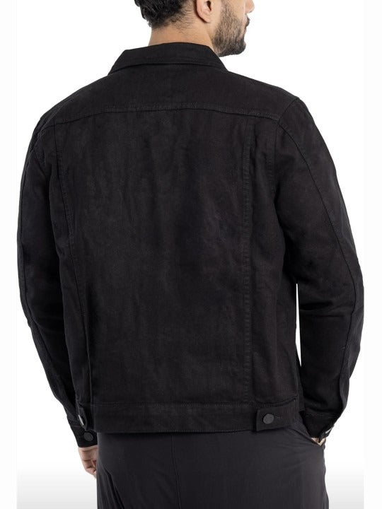 Men’s Spread Collar Solid Casual Denim Jacket – Classic Pakistani Streetwear by PARINDA