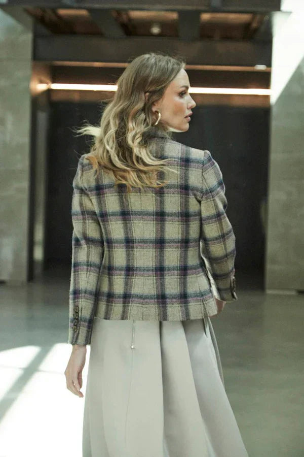 PRINDA Two Button Checked Women Blazer