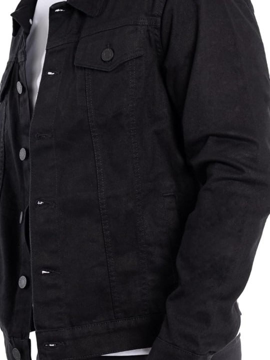 Men’s Spread Collar Solid Casual Denim Jacket – Classic Pakistani Streetwear by PARINDA
