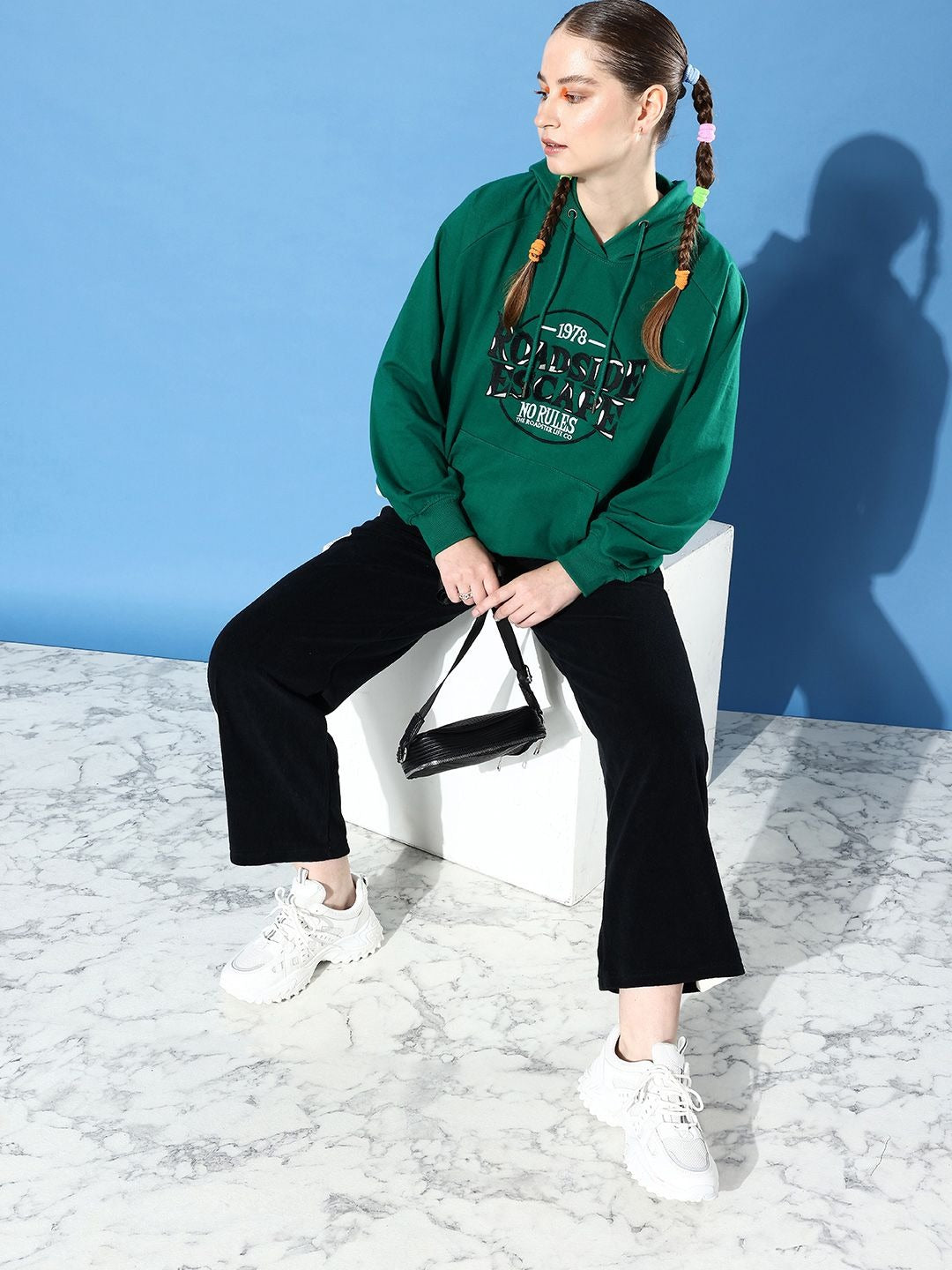 The Life Co. Embroidered Hooded Olive Green Hoodie for Women – Stylish Winter Wear in Pakistan | PRINDA