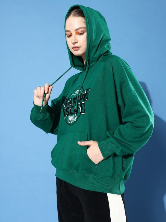 The Life Co. Embroidered Hooded Olive Green Hoodie for Women – Stylish Winter Wear in Pakistan | PRINDA
